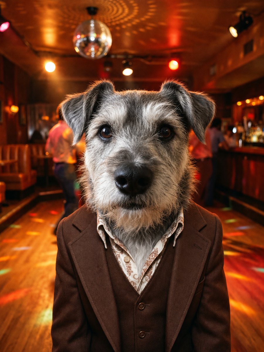 Terrier rendered as a Disco portrait