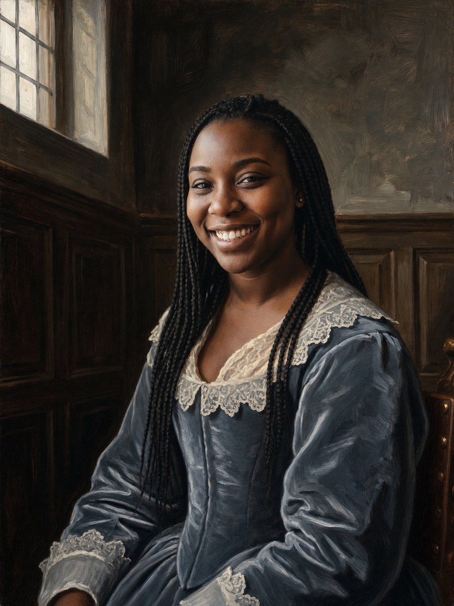 Portrait rendered as a Baroque portrait